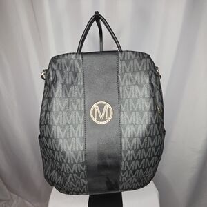 MKF Collection Black Monogram Backpack Gold Hardware Travel Bag EUC